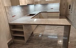 Угловая столешница из акрилового камня Staron Kernel PK843