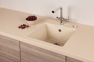 Квадратная мойка для кухни из акрилового камня Corian Peach